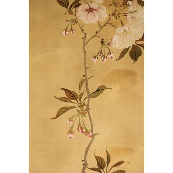 湖南画 桜図 絹本掛軸　Z540 