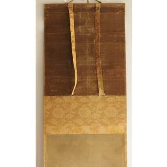 倣 土佐光成 鶉図 絹本掛軸　Z541 