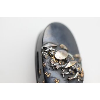 政貫銘 農耕図 金銀象嵌 縁頭　M426 