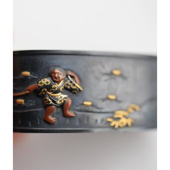 政貫銘 農耕図 金銀象嵌 縁頭　M426 