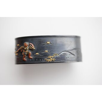 政貫銘 農耕図 金銀象嵌 縁頭　M426 