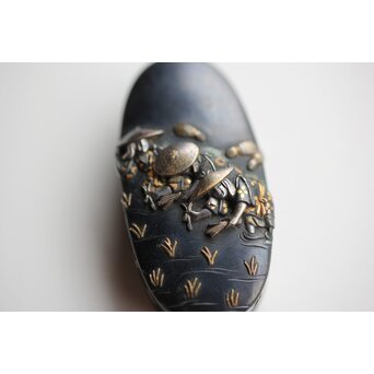 政貫銘 農耕図 金銀象嵌 縁頭　M426 