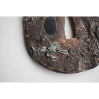 鉄地金銀象嵌 朧月 鍔　M428 