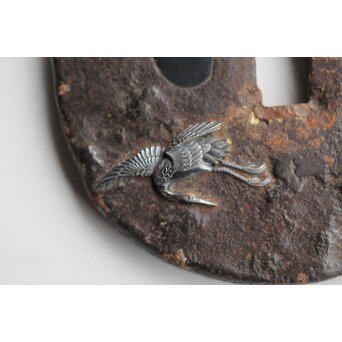 鉄地金銀象嵌 朧月 鍔　M428 