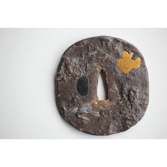 鉄地金銀象嵌 朧月 鍔　M428 