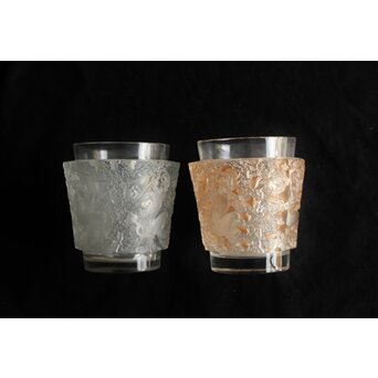 LALIQUE ルネ ラリック BACCHUS ガラス花瓶 一対　Y053