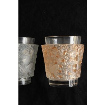 LALIQUE ルネ ラリック BACCHUS ガラス花瓶 一対　Y053 