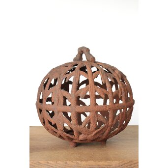 鉄製 竹雀透かし球体灯籠　M430 