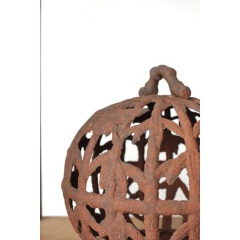 鉄製 竹雀透かし球体灯籠　M430 