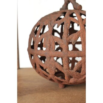 鉄製 竹雀透かし球体灯籠　M430 