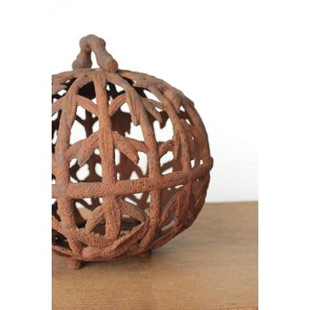 鉄製 竹雀透かし球体灯籠　M430 