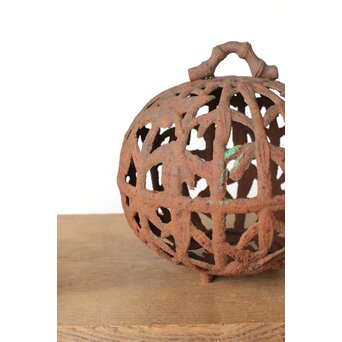 鉄製 竹雀透かし球体灯籠　M430 