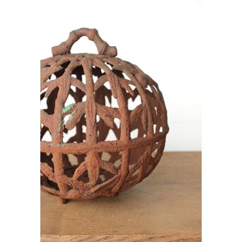 鉄製 竹雀透かし球体灯籠　M430 