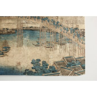 葛飾北斎 HOKUSAI 諸国名橋奇覧 摂州天満橋 木版画　Z547 