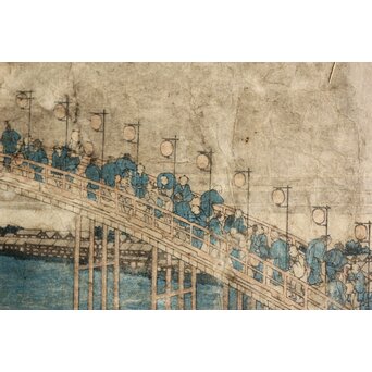 葛飾北斎 HOKUSAI 諸国名橋奇覧 摂州天満橋 木版画　Z547 