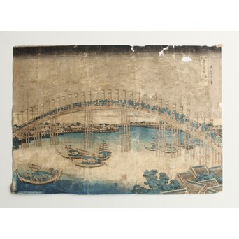 葛飾北斎 HOKUSAI 諸国名橋奇覧 摂州天満橋 木版画　Z547