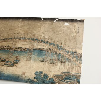 葛飾北斎 HOKUSAI 諸国名橋奇覧 摂州天満橋 木版画　Z547 
