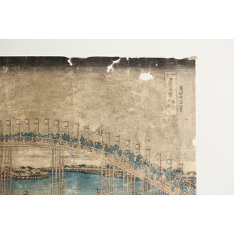 葛飾北斎 HOKUSAI 諸国名橋奇覧 摂州天満橋 木版画　Z547 