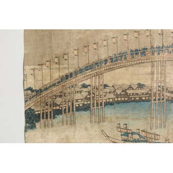 葛飾北斎 HOKUSAI 諸国名橋奇覧 摂州天満橋 木版画　Z547 