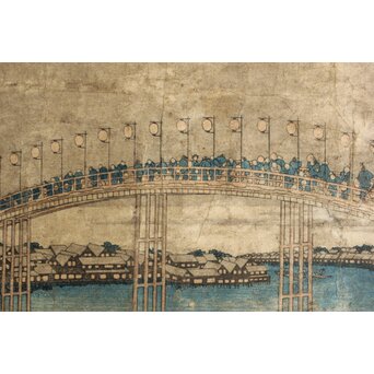 葛飾北斎 HOKUSAI 諸国名橋奇覧 摂州天満橋 木版画　Z547 