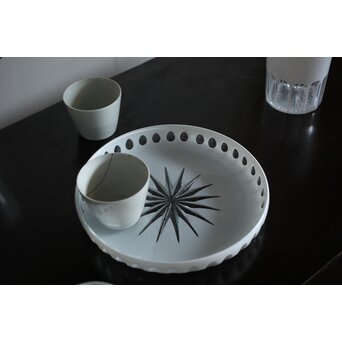 白被 切子デカンタ 盆　Y055 