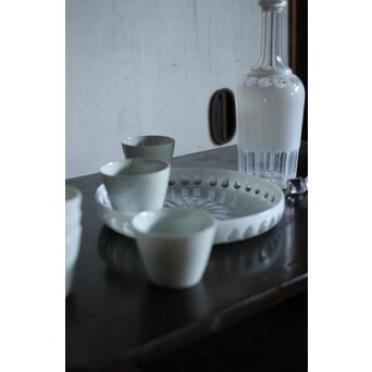 白被 切子デカンタ 盆　Y055