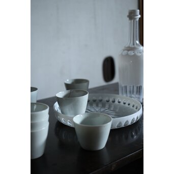 白被 切子デカンタ 盆　Y055 