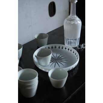 白被 切子デカンタ 盆　Y055 