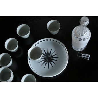 白被 切子デカンタ 盆　Y055 