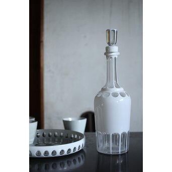 白被 切子デカンタ 盆　Y055 