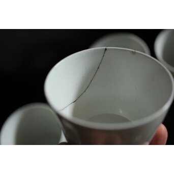 古伊万里 白磁 猪口 9客　P497 