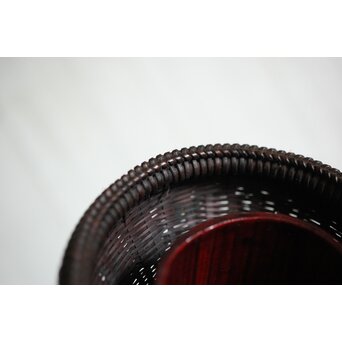 鈴木玩々斎 唐物写壺型耳付 懸花籠 竹籠　U362 