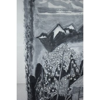 企庸 農村図 紙本掛軸　Z550 