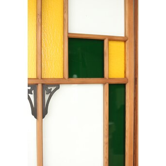 黄色と緑色ガラス建具 2枚1組　GD0243Y 