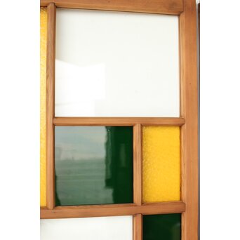 黄色と緑色ガラス建具 2枚1組　GD0243Y 