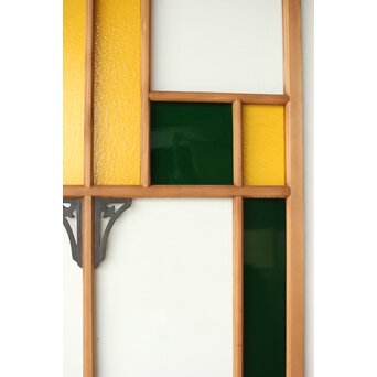 黄色と緑色ガラス建具 2枚1組　GD0243Y 