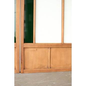 黄色と緑色ガラス建具 2枚1組　GD0243Y 