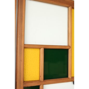 黄色と緑色ガラス建具 2枚1組　GD0243Y 