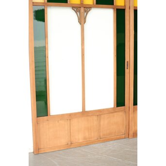 黄色と緑色ガラス建具 2枚1組　GD0243Y 