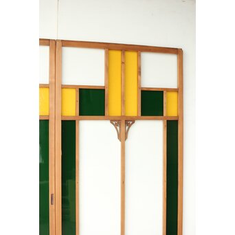 黄色と緑色ガラス建具 2枚1組　GD0243Y 