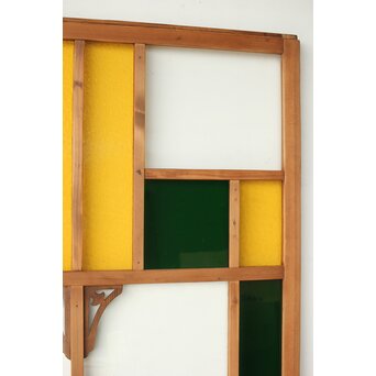 黄色と緑色ガラス建具 2枚1組　GD0243Y 