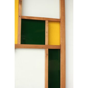 黄色と緑色ガラス建具 2枚1組　GD0243Y 