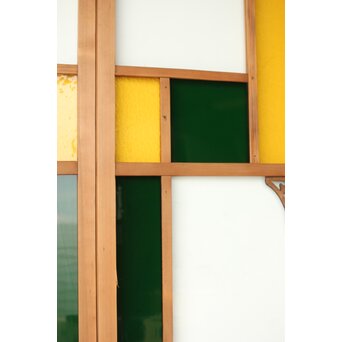 黄色と緑色ガラス建具 2枚1組　GD0243Y 