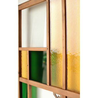 黄色と緑色ガラス建具 2枚1組　GD0243Y 