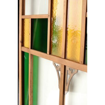 黄色と緑色ガラス建具 2枚1組　GD0243Y 