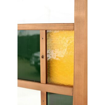 黄色と緑色ガラス建具 2枚1組　GD0243Y 