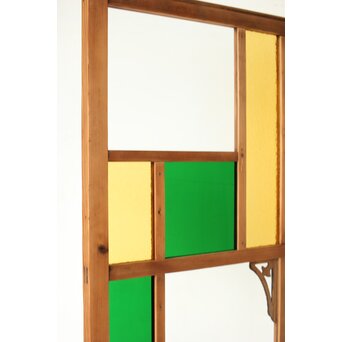 黄色と緑色ガラス建具 2枚1組　GD0243Y 