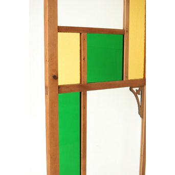 黄色と緑色ガラス建具 2枚1組　GD0243Y 