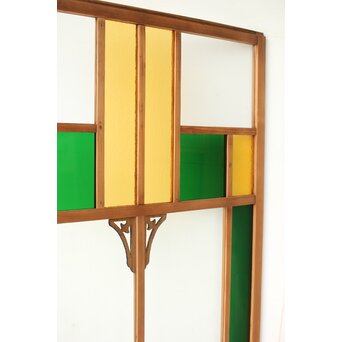 黄色と緑色ガラス建具 2枚1組　GD0243Y 