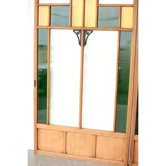 黄色と緑色ガラス建具 2枚1組　GD0243Y 